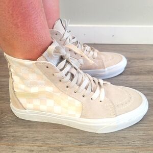 VANS Sk8-Hi Tapered 'Crystal Sidestripe Checkerboard Sneakers Size 7
